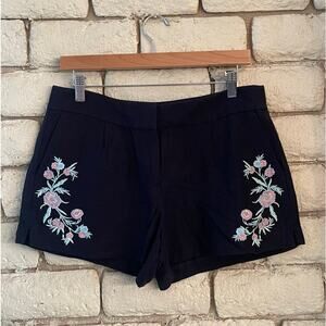LOFT Riviera Floral Embroidered Navy Chino Shorts - Size‎ 4
